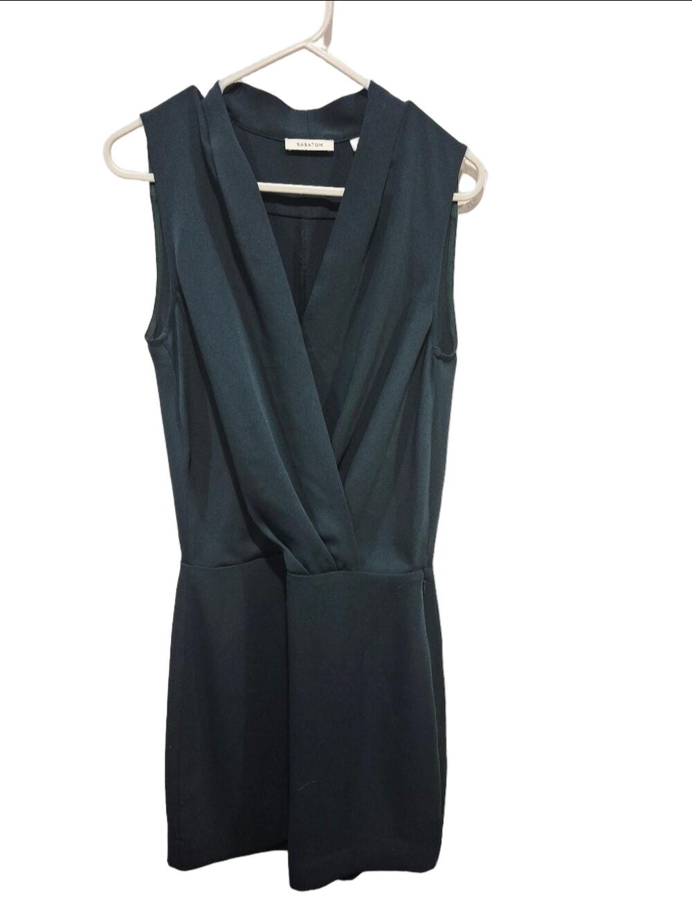 Aritzia Babaton Phoenix Dress Emerald Forest Green Sleeveless Shawl Collar Wrap